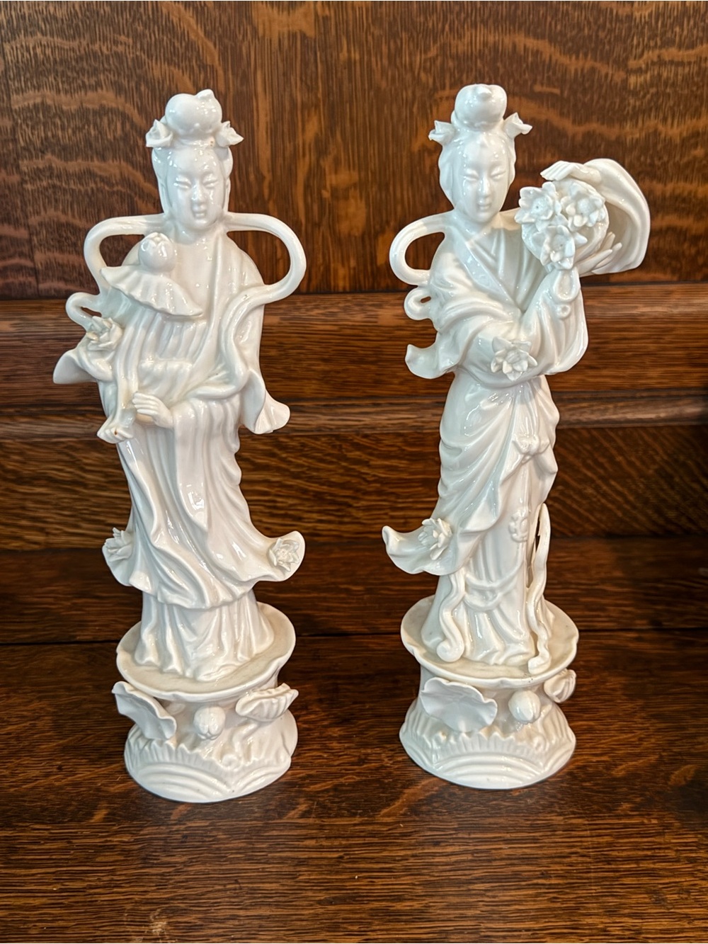 Chinese Maidens Pair - White Porcelain